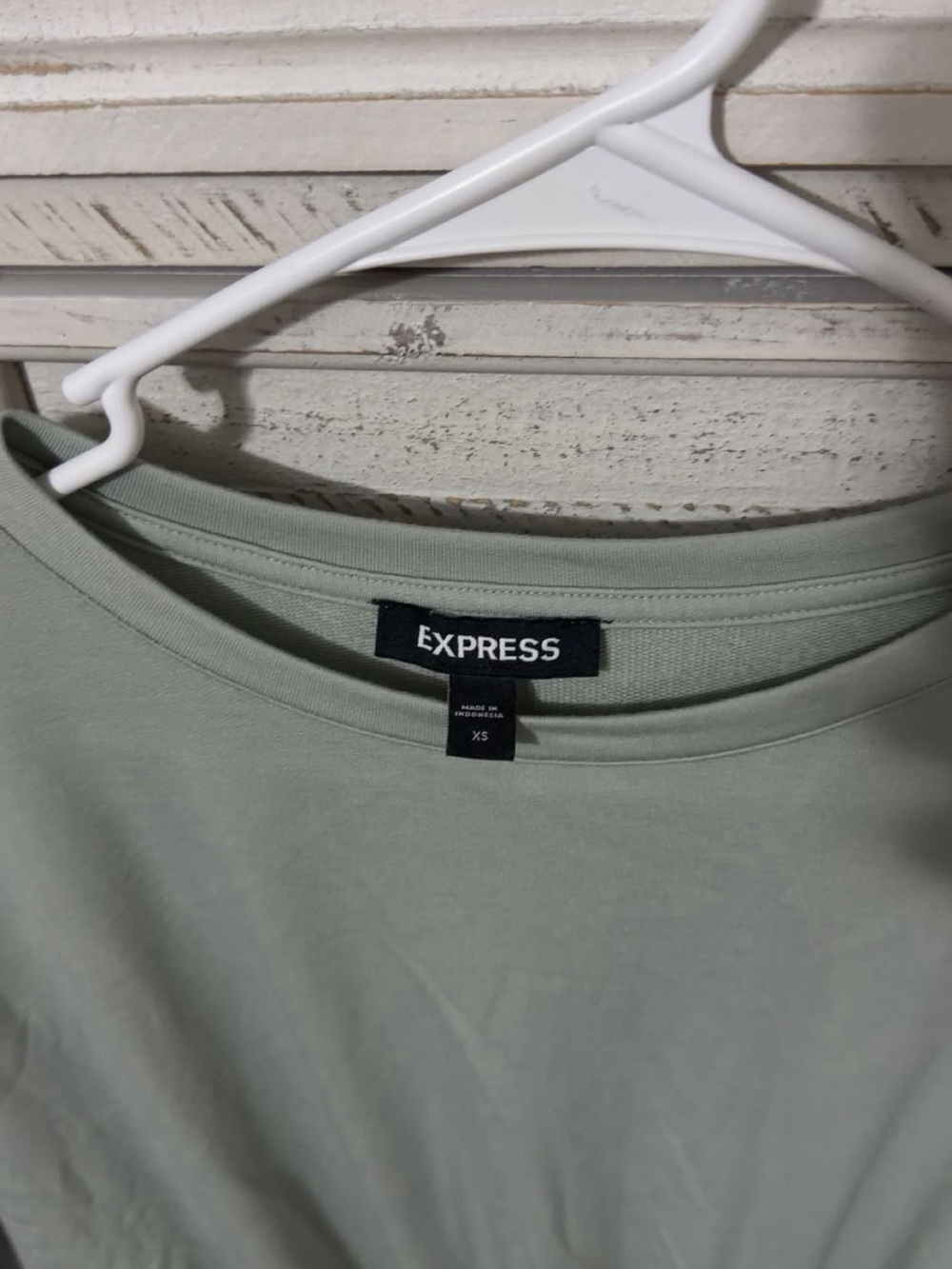 Express Light Sage Ruched-Front Mini Dress - Picture 3 of 3